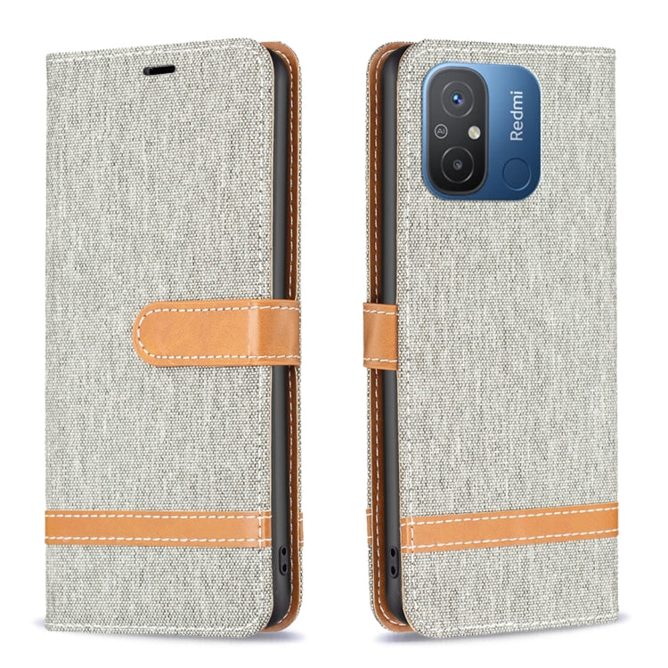 Color Block Denim Texture Leather Phone Case, For vivo Y02 4G, For Xiaomi Redmi 12C