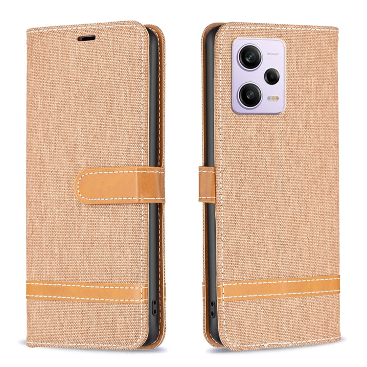 Color Block Denim Texture Leather Phone Case, For Xiaomi Redmi Note 12 Pro Global, For Xiaomi Redmi Note 12 Global