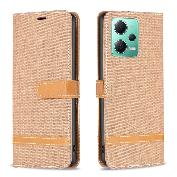Color Block Denim Texture Leather Phone Case, For Xiaomi Redmi Note 12 Pro Global, For Xiaomi Redmi Note 12 Global