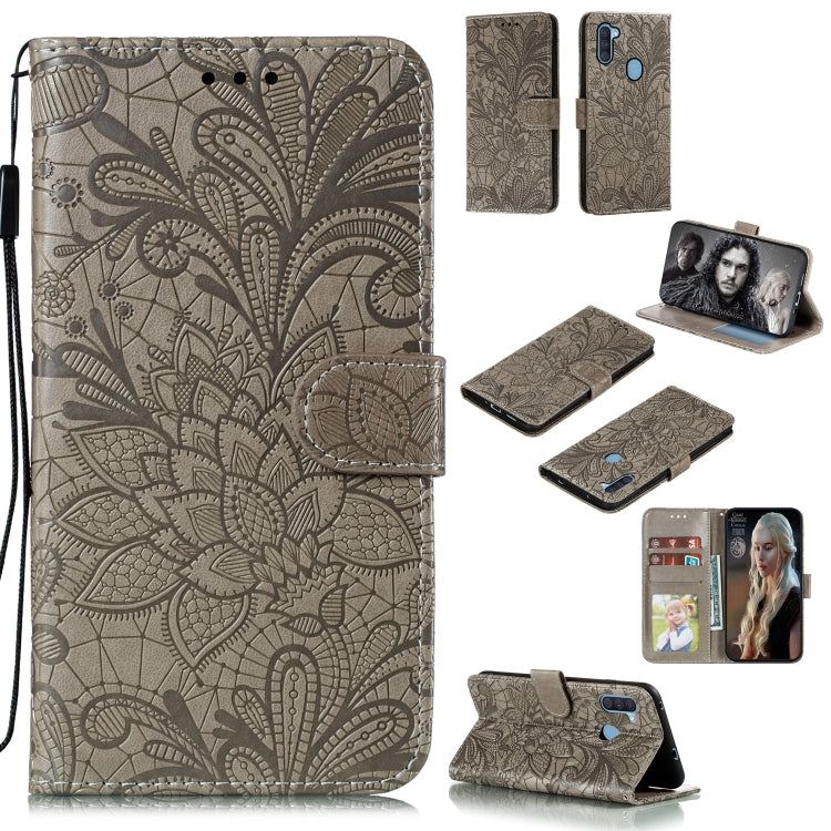 Lace Flower Embossing Pattern Horizontal Flip Leather Case , with Holder & Card Slots & Wallet & Photo Frame & Lanyard, For Galaxy A11, For Galaxy A41, For Galaxy A70e, For Galaxy M31