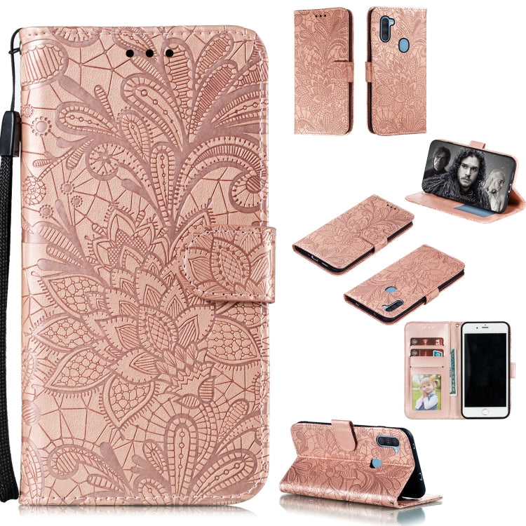 Lace Flower Embossing Pattern Horizontal Flip Leather Case , with Holder & Card Slots & Wallet & Photo Frame & Lanyard, For Galaxy A11, For Galaxy A41, For Galaxy A70e, For Galaxy M31