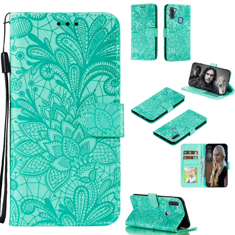 Lace Flower Embossing Pattern Horizontal Flip Leather Case , with Holder & Card Slots & Wallet & Photo Frame & Lanyard, For Galaxy A11, For Galaxy A41, For Galaxy A70e, For Galaxy M31