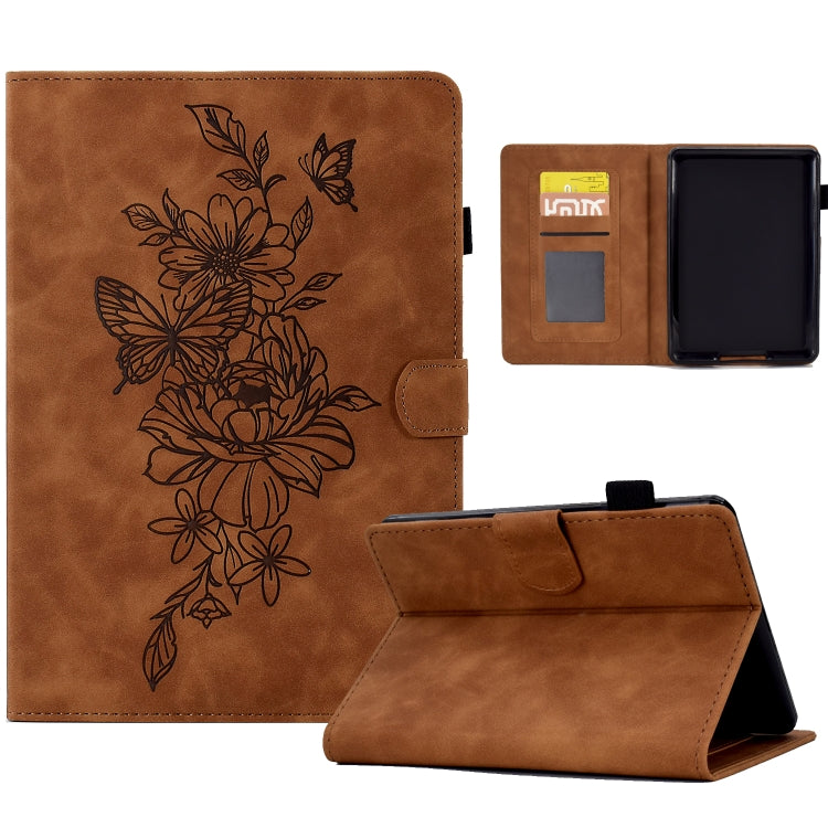 Peony Butterfly Embossed Leather Smart Tablet Case, For Amazon Kindle 11th 2024 / 2022, For Amazon Kindle Fire HD10 2021, For Amazon Kindle Fire HD8 2022, For Amazon Kindle Fire HD8 2018/2017/2016