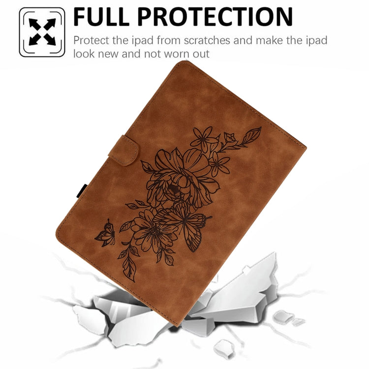 Peony Butterfly Embossed Leather Smart Tablet Case, For Amazon Kindle 11th 2024 / 2022, For Amazon Kindle Fire HD10 2021, For Amazon Kindle Fire HD8 2022, For Amazon Kindle Fire HD8 2018/2017/2016