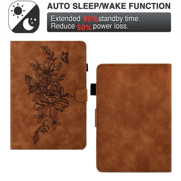 Peony Butterfly Embossed Leather Smart Tablet Case, For Amazon Kindle 11th 2024 / 2022, For Amazon Kindle Fire HD10 2021, For Amazon Kindle Fire HD8 2022, For Amazon Kindle Fire HD8 2018/2017/2016