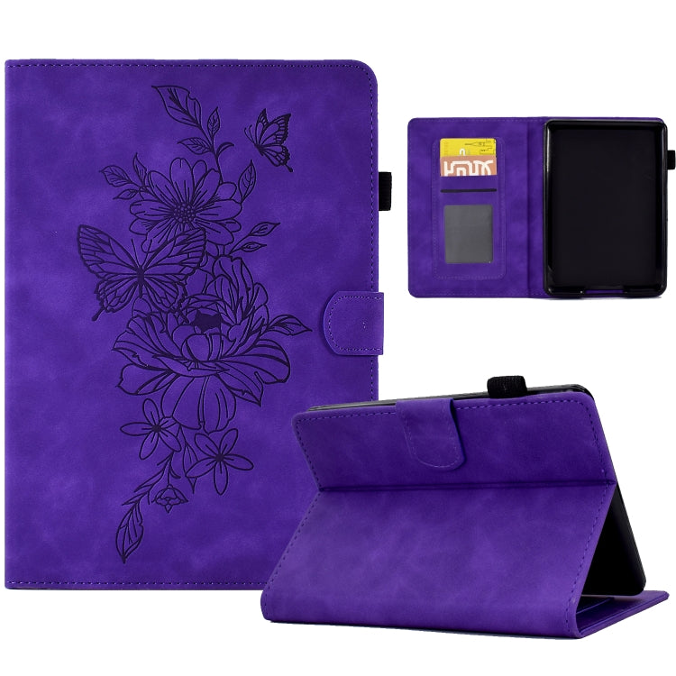 Peony Butterfly Embossed Leather Smart Tablet Case, For Amazon Kindle 11th 2024 / 2022, For Amazon Kindle Fire HD10 2021, For Amazon Kindle Fire HD8 2022, For Amazon Kindle Fire HD8 2018/2017/2016