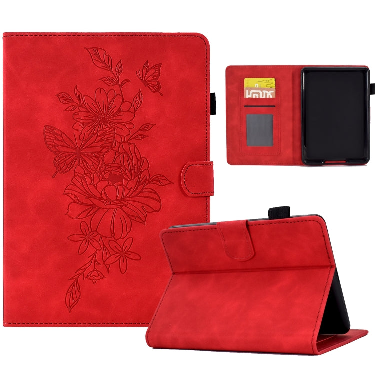 Peony Butterfly Embossed Leather Smart Tablet Case, For Amazon Kindle 11th 2024 / 2022, For Amazon Kindle Fire HD10 2021, For Amazon Kindle Fire HD8 2022, For Amazon Kindle Fire HD8 2018/2017/2016