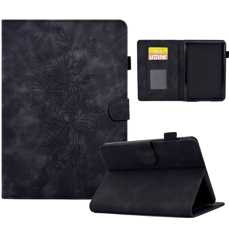 Peony Butterfly Embossed Leather Smart Tablet Case, For Amazon Kindle 11th 2024 / 2022, For Amazon Kindle Fire HD10 2021, For Amazon Kindle Fire HD8 2022, For Amazon Kindle Fire HD8 2018/2017/2016
