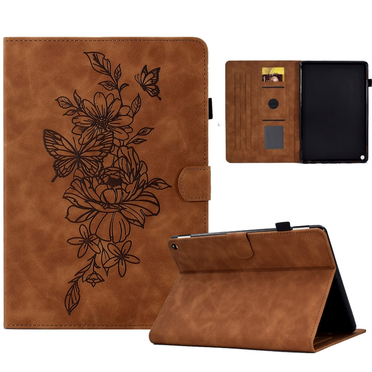 Peony Butterfly Embossed Leather Smart Tablet Case, For Amazon Kindle 11th 2024 / 2022, For Amazon Kindle Fire HD10 2021, For Amazon Kindle Fire HD8 2022, For Amazon Kindle Fire HD8 2018/2017/2016