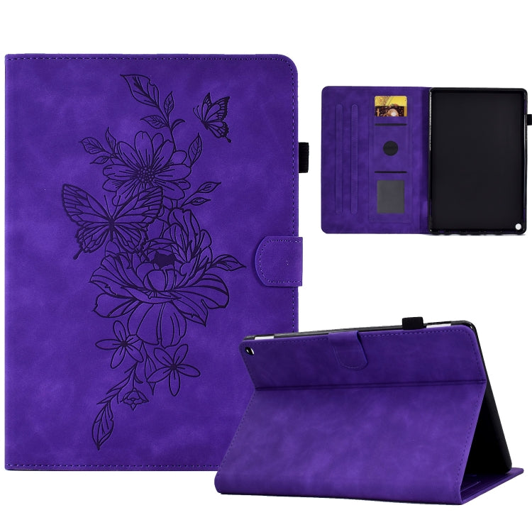 Peony Butterfly Embossed Leather Smart Tablet Case, For Amazon Kindle 11th 2024 / 2022, For Amazon Kindle Fire HD10 2021, For Amazon Kindle Fire HD8 2022, For Amazon Kindle Fire HD8 2018/2017/2016