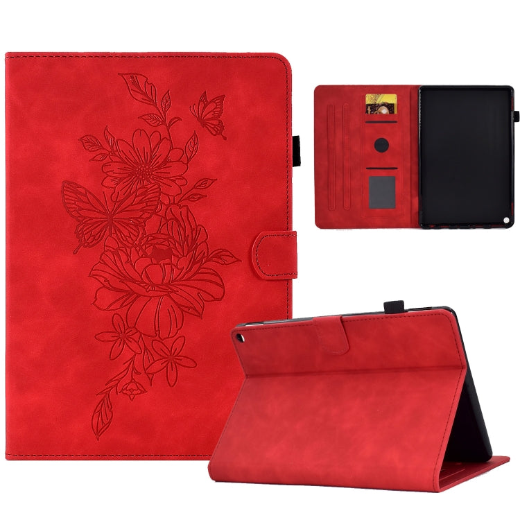 Peony Butterfly Embossed Leather Smart Tablet Case, For Amazon Kindle 11th 2024 / 2022, For Amazon Kindle Fire HD10 2021, For Amazon Kindle Fire HD8 2022, For Amazon Kindle Fire HD8 2018/2017/2016