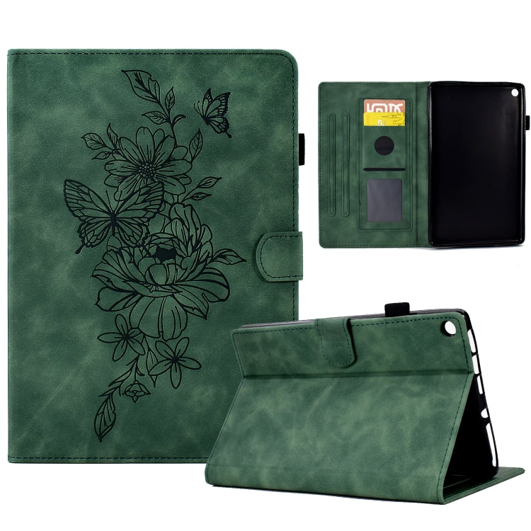 Peony Butterfly Embossed Leather Smart Tablet Case, For Amazon Kindle 11th 2024 / 2022, For Amazon Kindle Fire HD10 2021, For Amazon Kindle Fire HD8 2022, For Amazon Kindle Fire HD8 2018/2017/2016