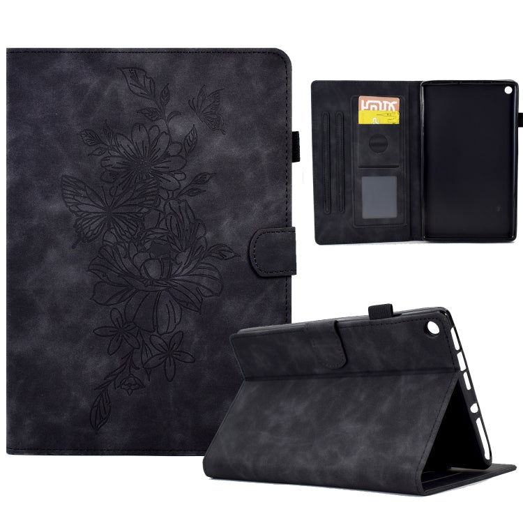 Peony Butterfly Embossed Leather Smart Tablet Case, For Amazon Kindle 11th 2024 / 2022, For Amazon Kindle Fire HD10 2021, For Amazon Kindle Fire HD8 2022, For Amazon Kindle Fire HD8 2018/2017/2016