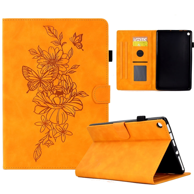 Peony Butterfly Embossed Leather Smart Tablet Case, For Amazon Kindle 11th 2024 / 2022, For Amazon Kindle Fire HD10 2021, For Amazon Kindle Fire HD8 2022, For Amazon Kindle Fire HD8 2018/2017/2016