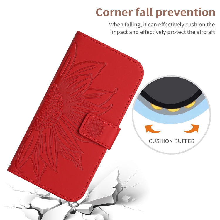 HT04 Skin Feel Sun Flower Embossed Flip Leather Phone Case with Lanyard, For OPPO Reno8 T 5G/A1 Pro 5G, For Xiaomi 13 Lite