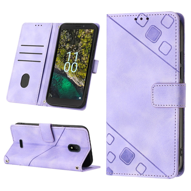 Skin-feel Embossed Leather Phone Case, For Nokia C31, For Nokia C100, For Nokia C200, For Nokia G21 / G11