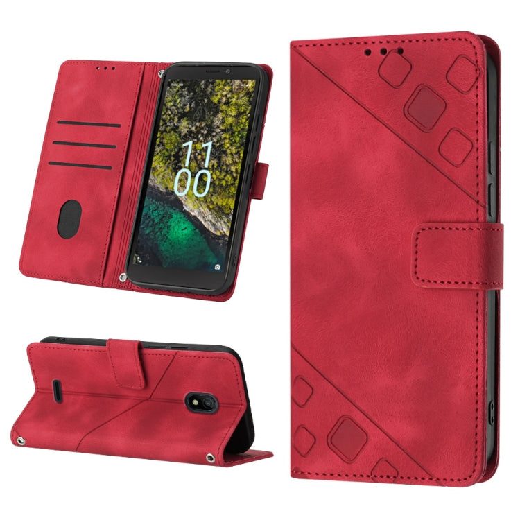 Skin-feel Embossed Leather Phone Case, For Nokia C31, For Nokia C100, For Nokia C200, For Nokia G21 / G11