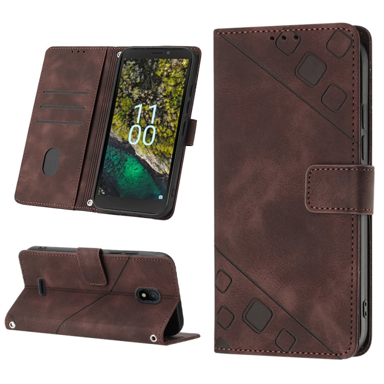 Skin-feel Embossed Leather Phone Case, For Nokia C31, For Nokia C100, For Nokia C200, For Nokia G21 / G11