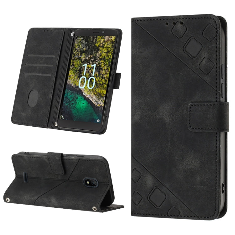 Skin-feel Embossed Leather Phone Case, For Nokia C31, For Nokia C100, For Nokia C200, For Nokia G21 / G11
