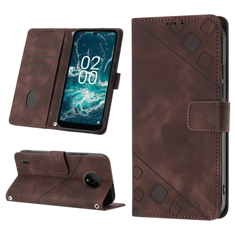 Skin-feel Embossed Leather Phone Case, For Nokia C31, For Nokia C100, For Nokia C200, For Nokia G21 / G11