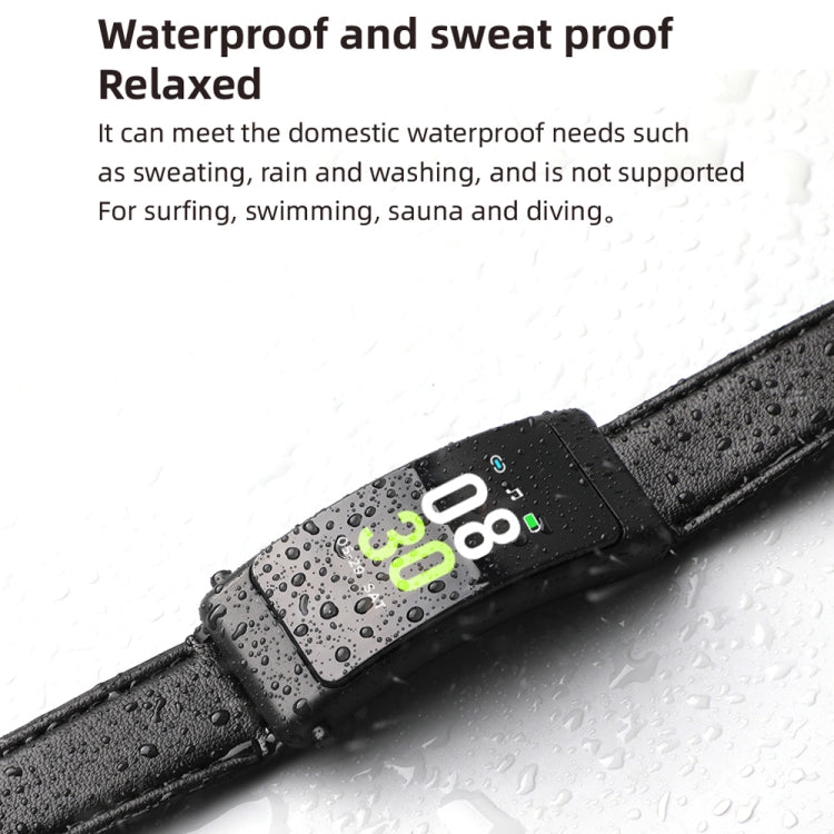 K50+ 0.96 inch Leather Band Earphone Detachable Life Waterproof Smart Watch Support Bluetooth Call, Leather Band (Black)