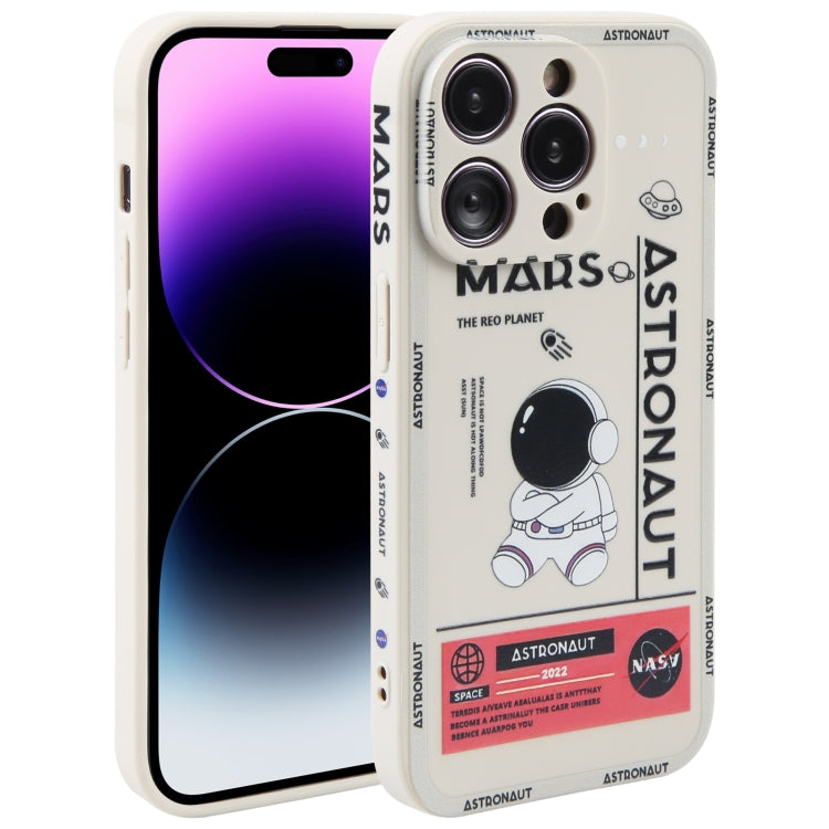 Astronaut Pattern Silicone Straight Edge Phone Case, For iPhone 14 Pro Max, For iPhone 13, For iPhone 13 Pro