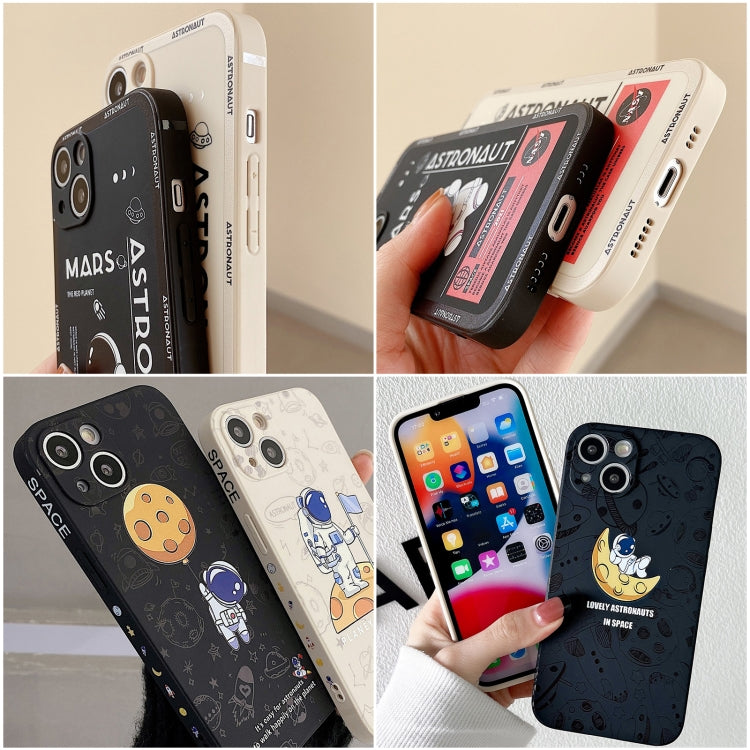 Astronaut Pattern Silicone Straight Edge Phone Case, For iPhone 14 Pro Max, For iPhone 13, For iPhone 13 Pro