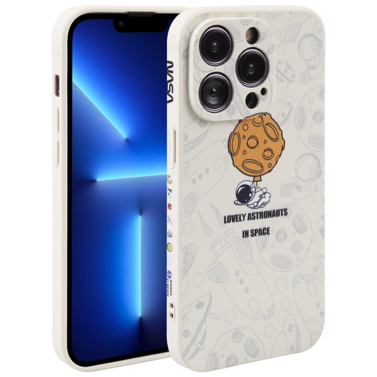 Astronaut Pattern Silicone Straight Edge Phone Case, For iPhone 14 Pro Max, For iPhone 13, For iPhone 13 Pro