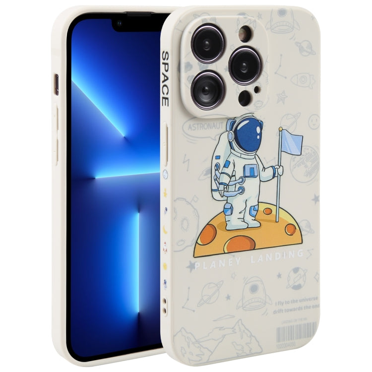 Astronaut Pattern Silicone Straight Edge Phone Case, For iPhone 14 Pro Max, For iPhone 13, For iPhone 13 Pro