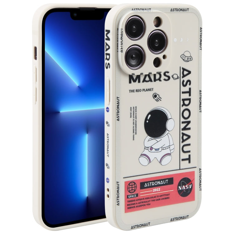 Astronaut Pattern Silicone Straight Edge Phone Case, For iPhone 13 Pro Max, For iPhone 12, For iPhone 12 Pro