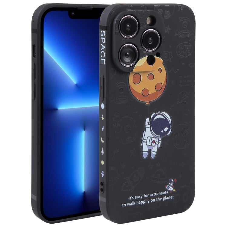 Astronaut Pattern Silicone Straight Edge Phone Case, For iPhone 13 Pro Max, For iPhone 12, For iPhone 12 Pro
