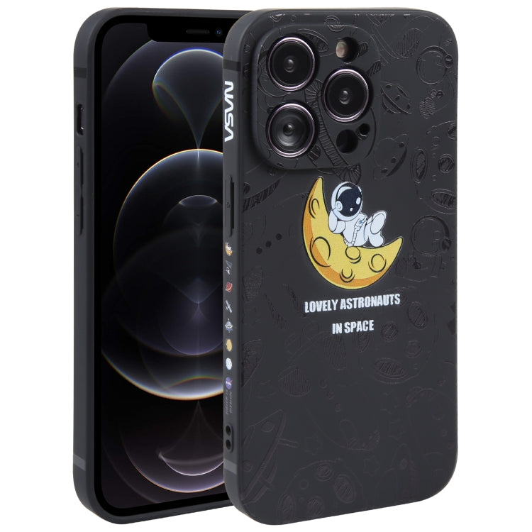 Astronaut Pattern Silicone Straight Edge Phone Case, For iPhone 12 Pro Max, For iPhone 11, For iPhone 11 Pro