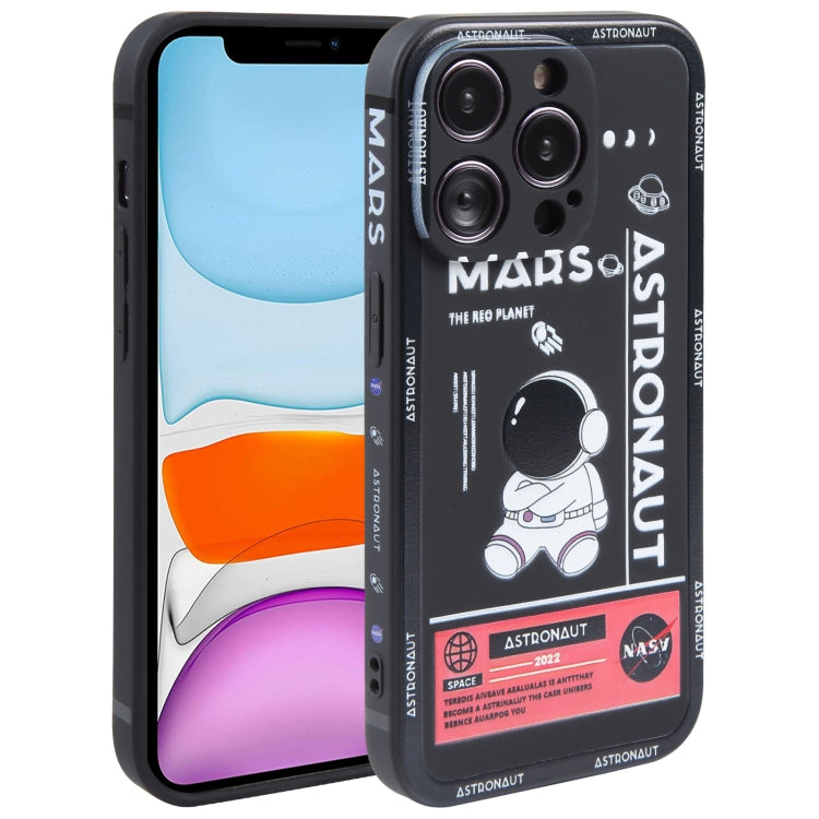 Astronaut Pattern Silicone Straight Edge Phone Case, For iPhone 12 Pro Max, For iPhone 11, For iPhone 11 Pro