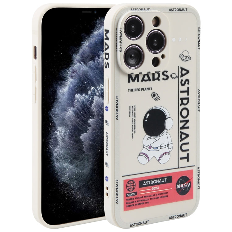Astronaut Pattern Silicone Straight Edge Phone Case, For iPhone 12 Pro Max, For iPhone 11, For iPhone 11 Pro