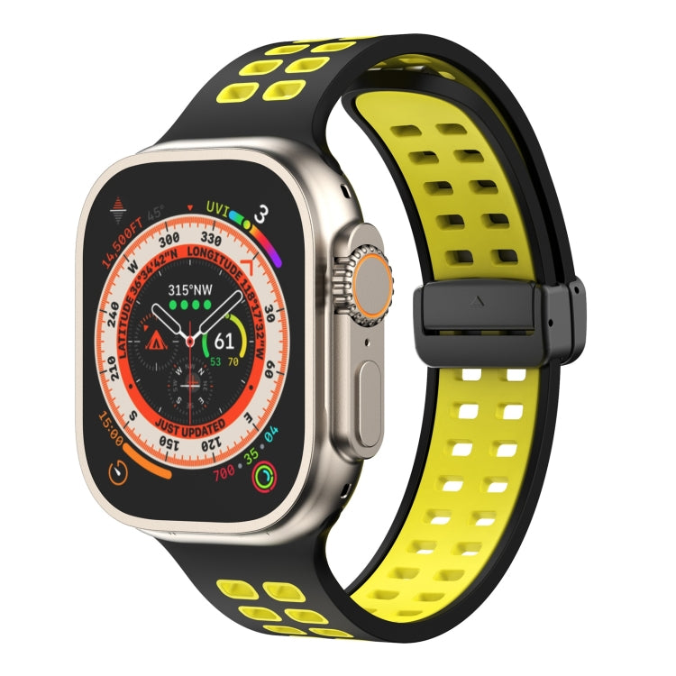 Magnetic Fold Clasp Square Holes Silicone Watch Band, For Apple Watch Series 8&7 45mm
