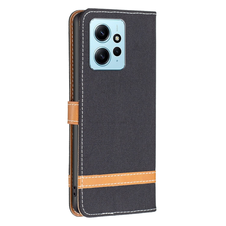 Color Block Denim Texture Leather Phone Case, For Xiaomi Redmi Note 12 4G Global, For Nokia G22