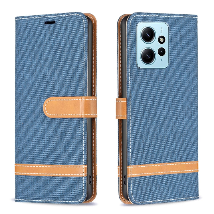 Color Block Denim Texture Leather Phone Case, For Xiaomi Redmi Note 12 4G Global, For Nokia G22