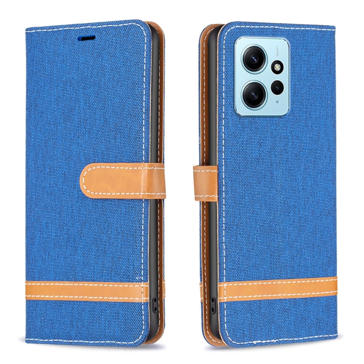 Color Block Denim Texture Leather Phone Case, For Xiaomi Redmi Note 12 4G Global, For Nokia G22