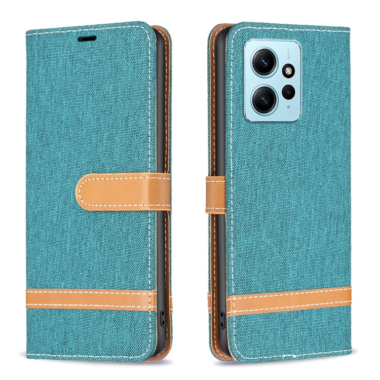 Color Block Denim Texture Leather Phone Case, For Xiaomi Redmi Note 12 4G Global, For Nokia G22