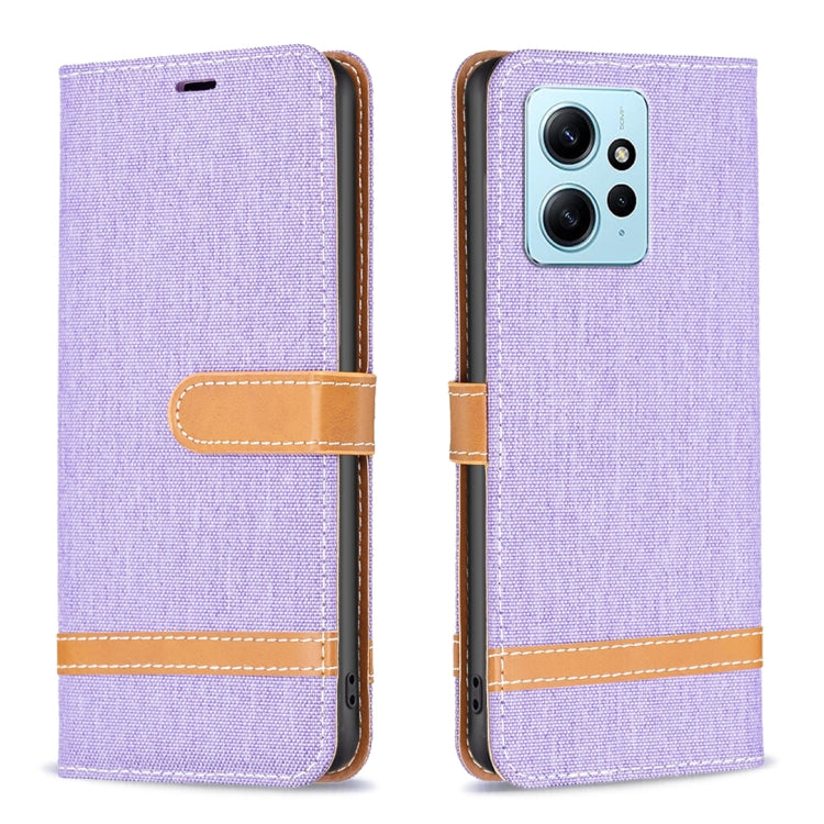 Color Block Denim Texture Leather Phone Case, For Xiaomi Redmi Note 12 4G Global, For Nokia G22