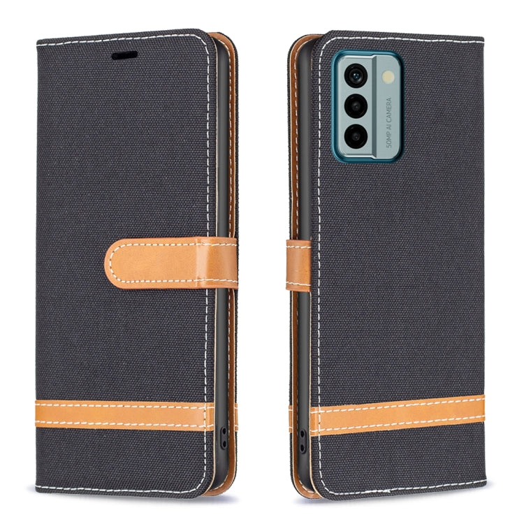 Color Block Denim Texture Leather Phone Case, For Xiaomi Redmi Note 12 4G Global, For Nokia G22