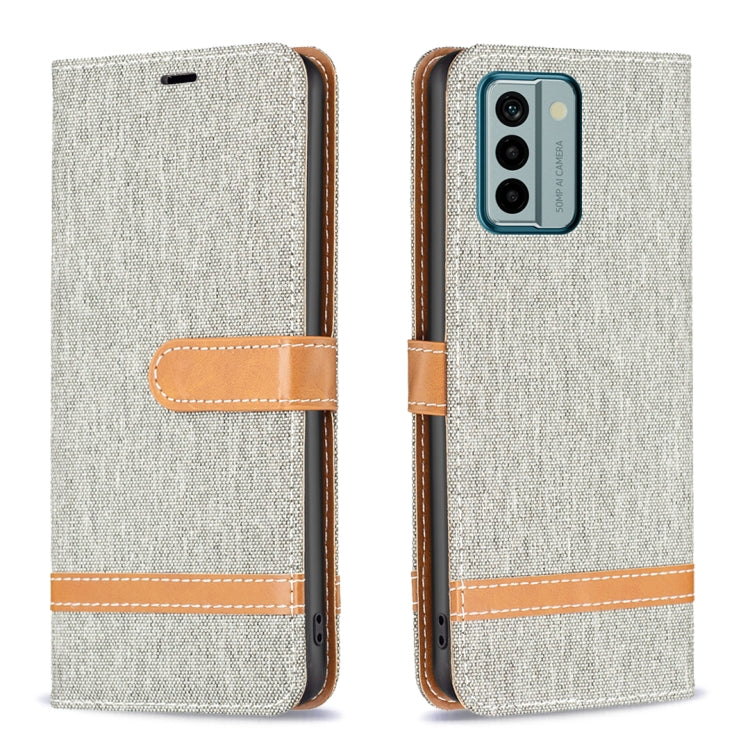 Color Block Denim Texture Leather Phone Case, For Xiaomi Redmi Note 12 4G Global, For Nokia G22