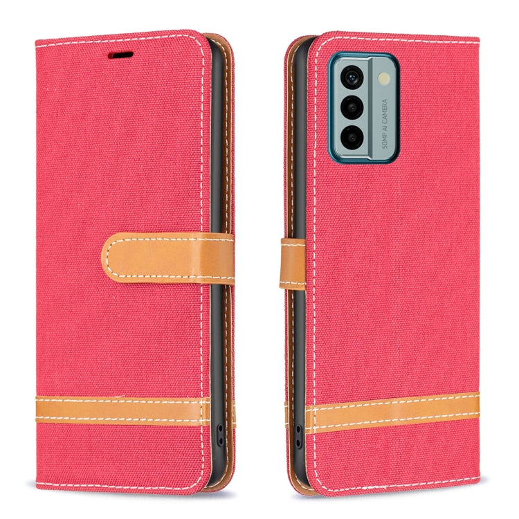 Color Block Denim Texture Leather Phone Case, For Xiaomi Redmi Note 12 4G Global, For Nokia G22
