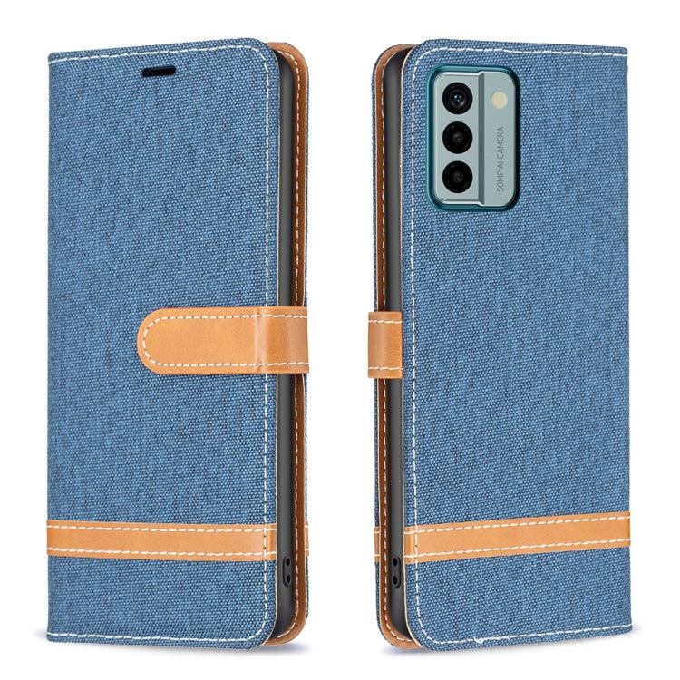 Color Block Denim Texture Leather Phone Case, For Xiaomi Redmi Note 12 4G Global, For Nokia G22