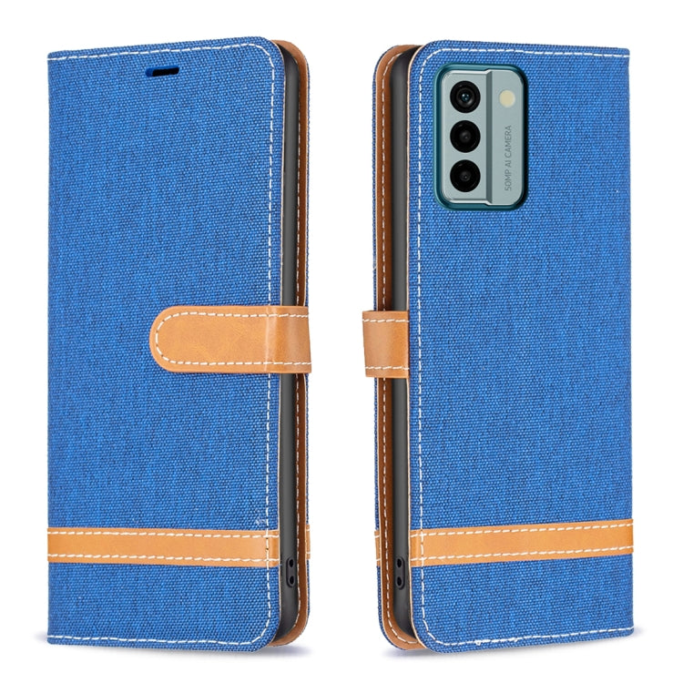 Color Block Denim Texture Leather Phone Case, For Xiaomi Redmi Note 12 4G Global, For Nokia G22