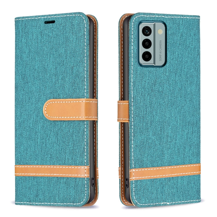 Color Block Denim Texture Leather Phone Case, For Xiaomi Redmi Note 12 4G Global, For Nokia G22