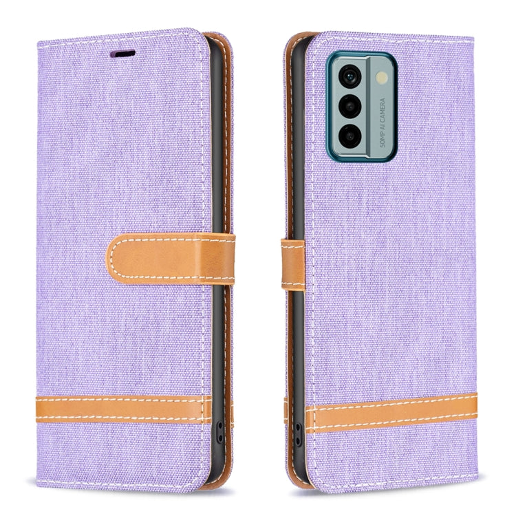 Color Block Denim Texture Leather Phone Case, For Xiaomi Redmi Note 12 4G Global, For Nokia G22