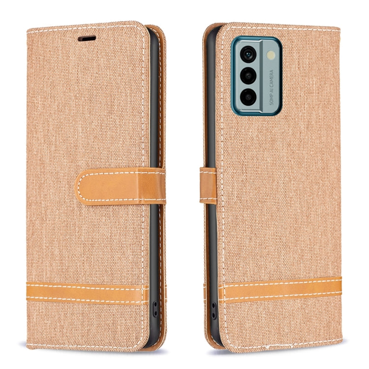 Color Block Denim Texture Leather Phone Case, For Xiaomi Redmi Note 12 4G Global, For Nokia G22