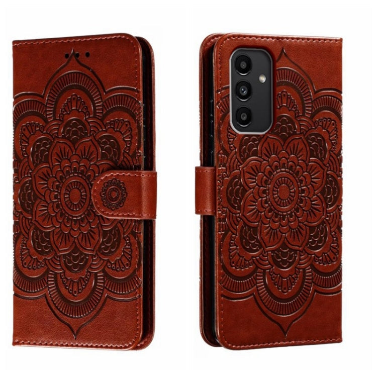 Sun Mandala Embossing Pattern Phone Leather Case, For Samsung Galaxy A04e, For Samsung Galaxy A14 4G, For Samsung Galaxy A24 5G
