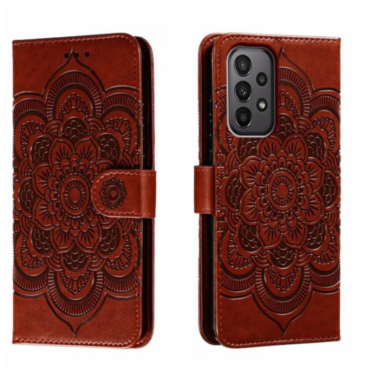 Sun Mandala Embossing Pattern Phone Leather Case, For Samsung Galaxy A04e, For Samsung Galaxy A14 4G, For Samsung Galaxy A24 5G